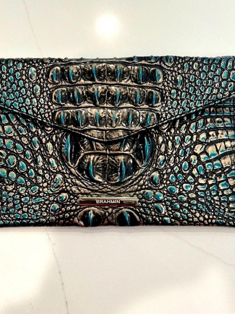 Brahmin Envelope Clutch – Agate Melbourne Embossed Leather HIGHLY RARE NWOT